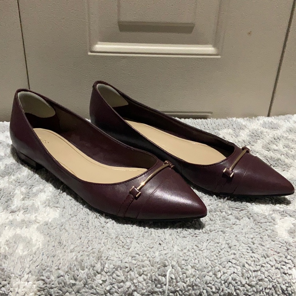 Aldo plum flats with gold bar